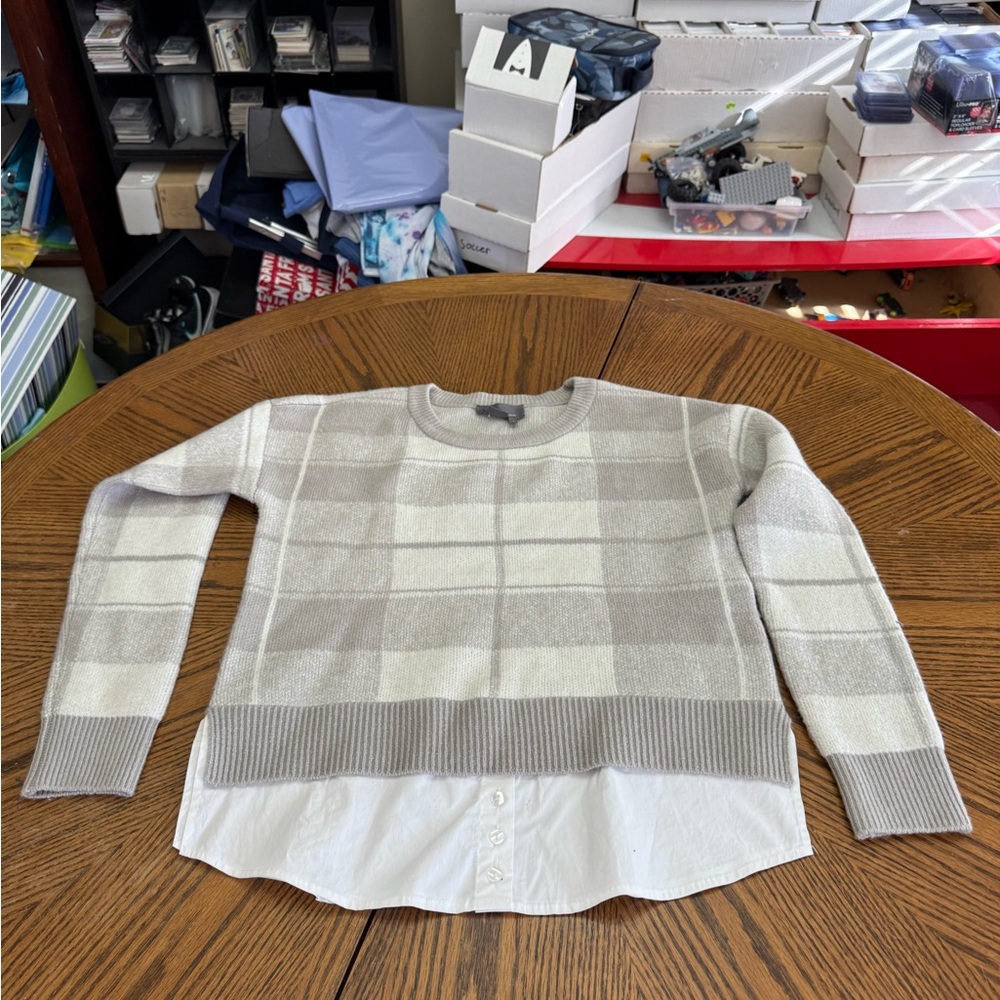 Anthropologie Gray Knit Layered Sweater